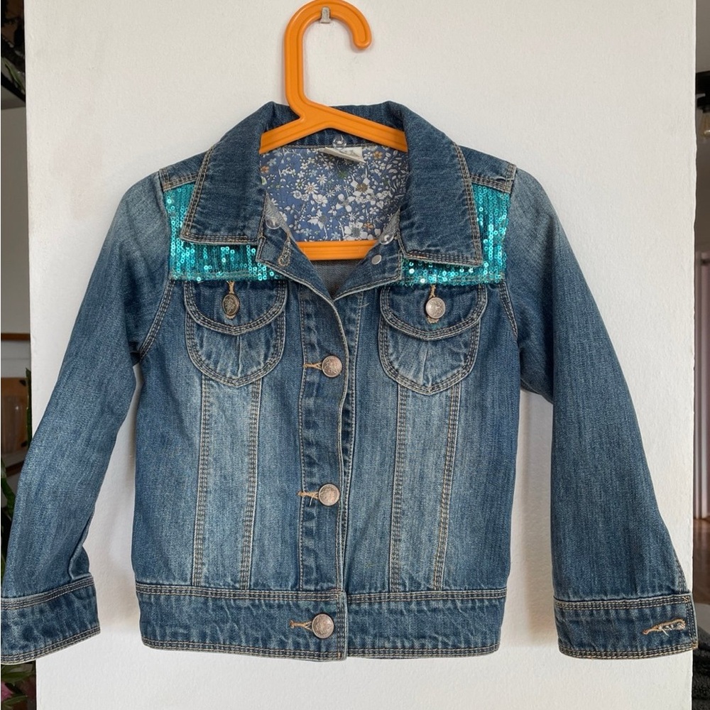 Kids Denim Jacket with Sequin Detail
